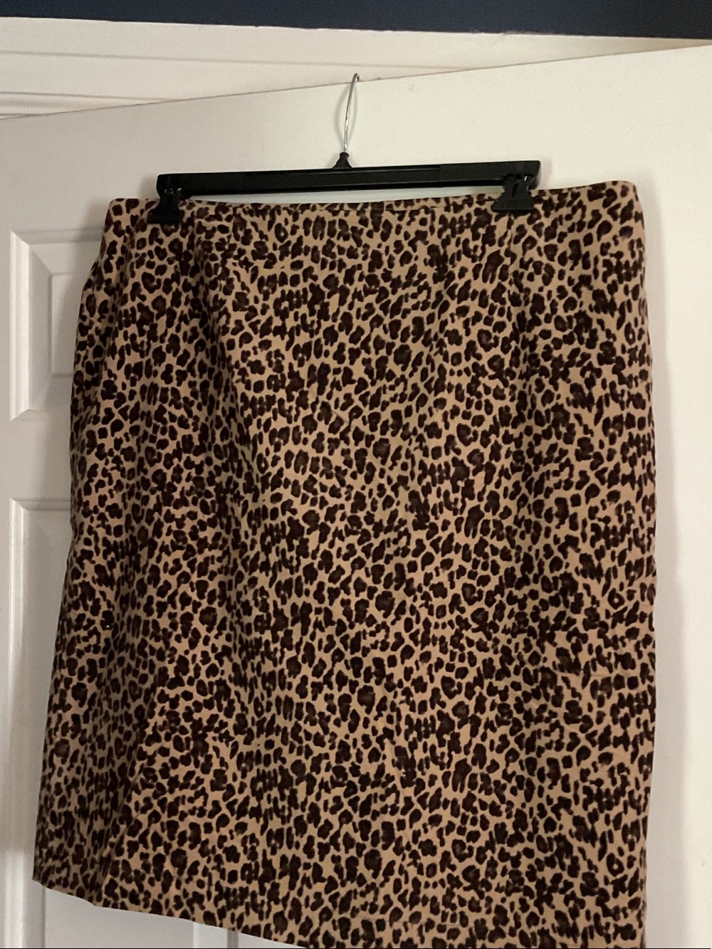 Talbots Leopard-Print Velvet Pencil Skirt in Tan and Brown